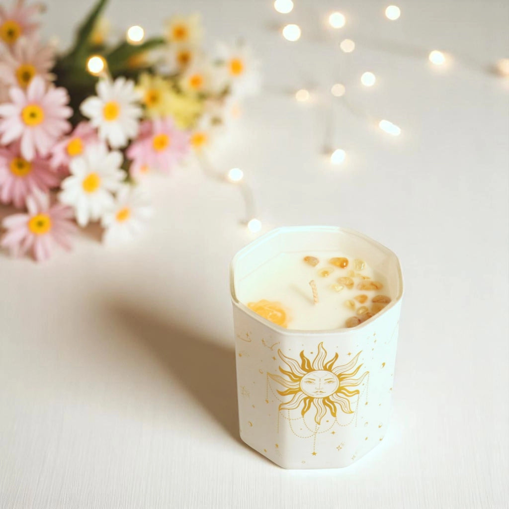 Solar Sun Candle with Yellow Jade & Citrine