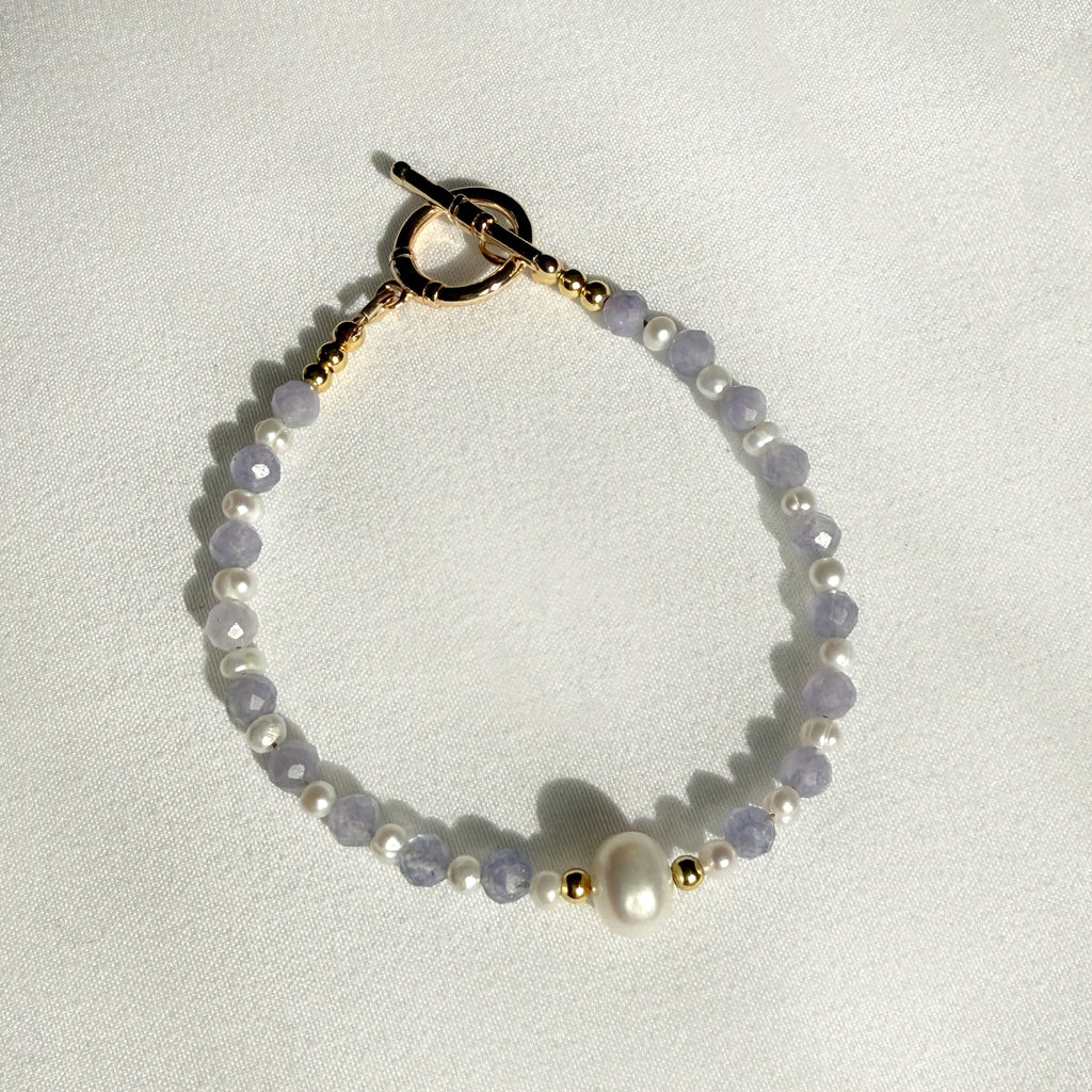 Faceted Gemstone & Pearl Bracelet
