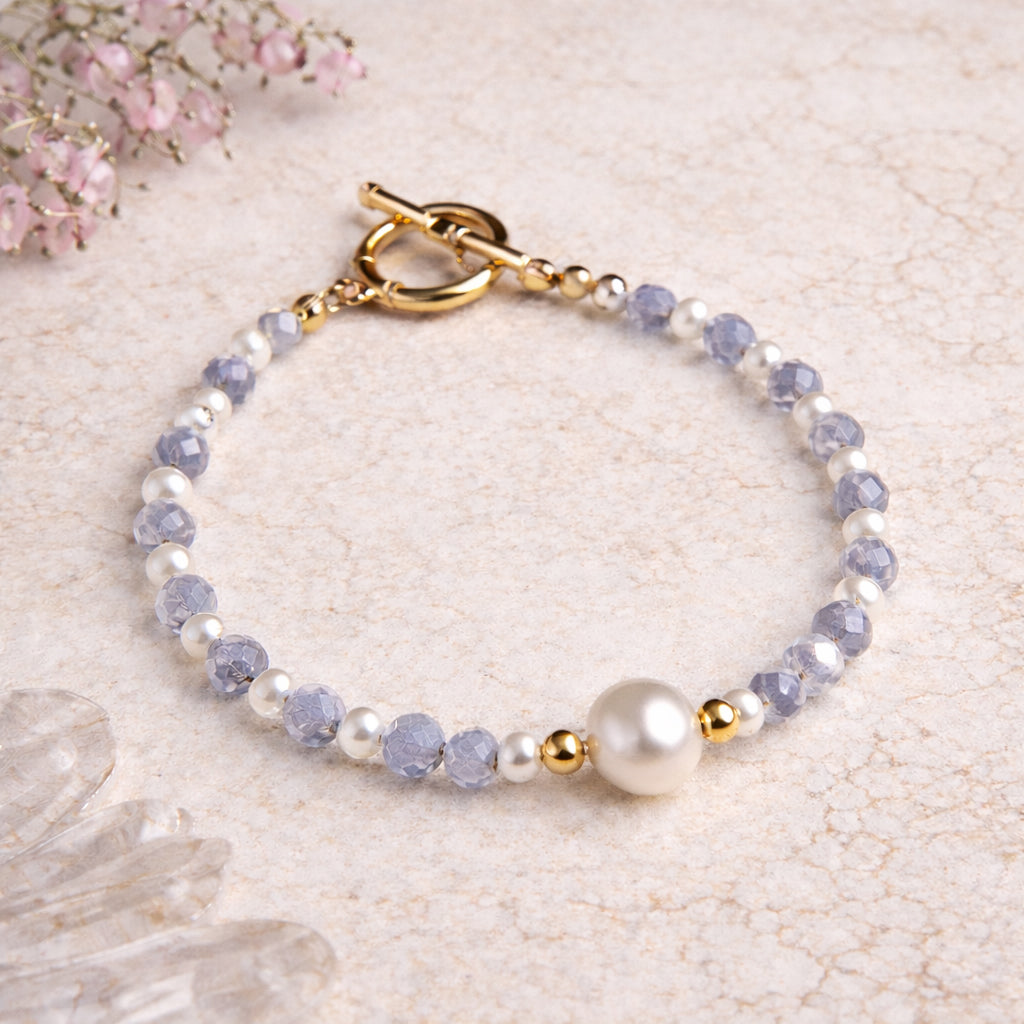 Faceted Gemstone & Pearl Bracelet